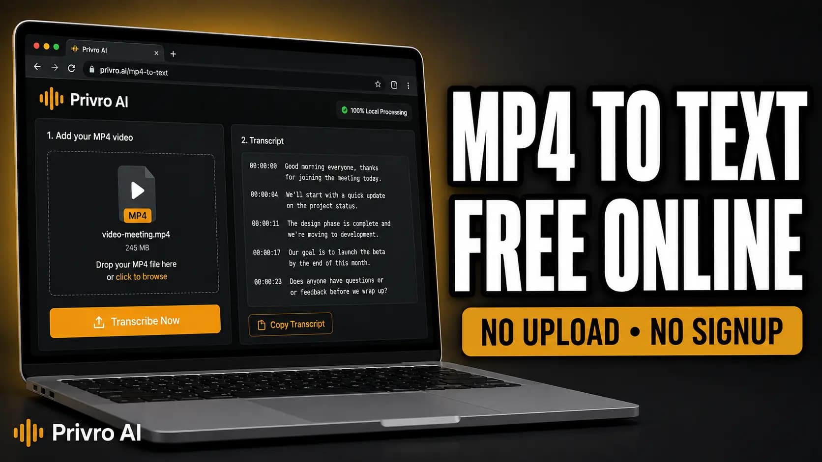 Notebook com o conversor de MP4 para texto do Privro AI